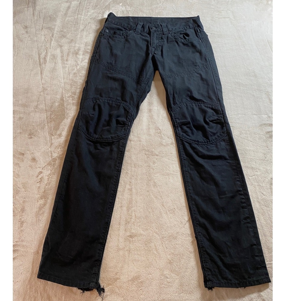 True Religion Mens Slim Moto Ascot Jeans 30 Dark Charcoal Gray Black Denim Pants